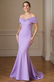 Lilac Mermaid Off the Shoulder Mother of the Bride Dress