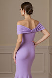 Lilac Mermaid Off the Shoulder Mother of the Bride Dress