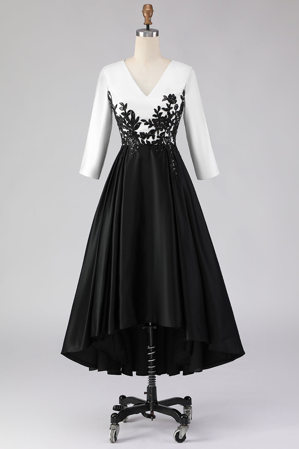 ZAPAKA Women Black and White Mother of the Bride Dress wth Appliques Half Sleeve A Line High Low Wedding Guest Dress ZAPAKA UK ZAPAKA Women Black and White Mother of the Bride Dress wth Appliques Half Sleeve A Line High Low Wedding Guest Dress ZAPAKA UK