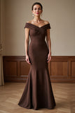 Off The Shoulder Brown Mermaid Mother Of The Bride Dress