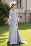 Mermaid Silver Mother Of The Bride Dress With Appliques