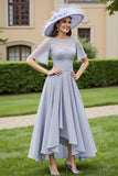Silver A Line Mother Of The Bride Dress With Appliques