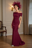 Burgundy Mermaid Off The Shoulder Mother Of The Bride Dress