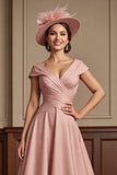 Dusty Rose A Line Midi Mother Of The Bride Dress