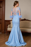Sky Blue Mermaid Mother Of The Bride Dress With Appliques