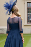 Navy A Line Midi Mother Of The Bride Dress