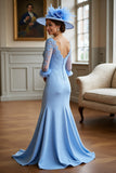 Sky Blue Mermaid Mother Of The Bride Dress With Appliques