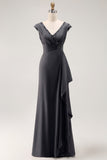 Mermaid Steel Grey Pleated Chiffon Choir Dress with Beading