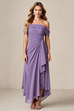 Tahiti A Line Ruched Ankle Length Mother of the Bride Dress with Ruffles