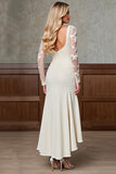 Champagne Mermaid Satin Long Mother of the Bride Dress with Sleeves