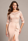 Mermaid Blush Applique Mother of the Bride Dress with Slit