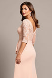 Mermaid Blush Applique Mother of the Bride Dress with Slit