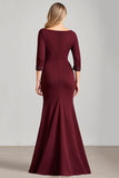 Burgundy Mermaid Mother of the Bride Dress with Slit