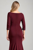 Burgundy Mermaid Mother of the Bride Dress with Slit