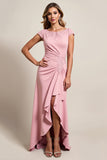 Blush High Low Ruched Mother of the Bride dress with Appliques