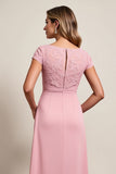 Blush High Low Ruched Mother of the Bride dress with Appliques