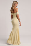 Off The Shoulder Yellow Mermaid Bridesmaid Dress
