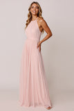 Halter Candy Pink A Line Sleeveless Bridesmaid Dress