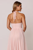 Halter Candy Pink A Line Sleeveless Bridesmaid Dress
