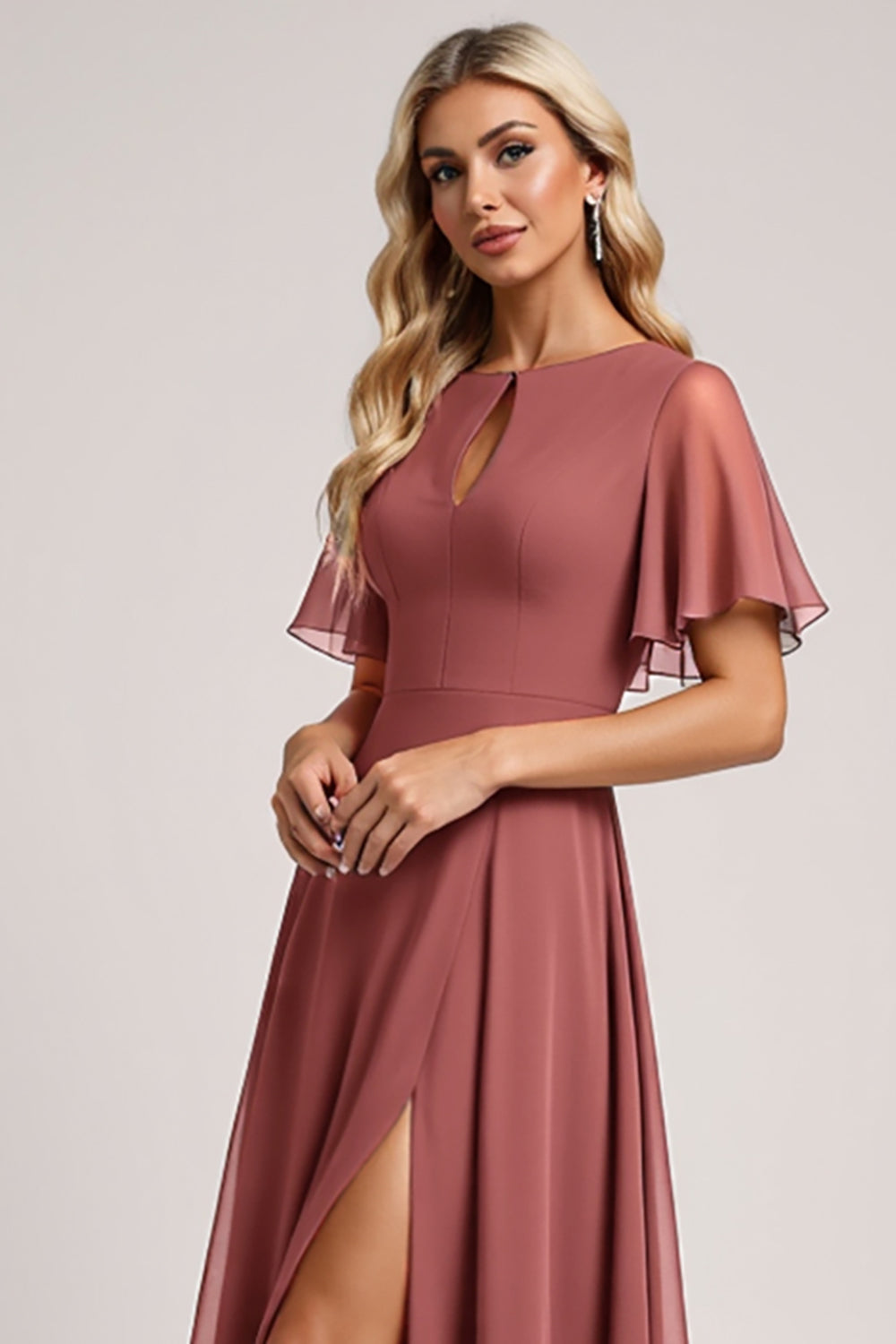 Vintage Mauve A Line Chiffon Bridesmaid Dress