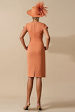 Sunset Sheath Ruched V Neck Mother Of The Bride Dress