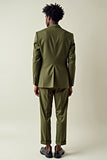 Dark Green Notched Lapel 2 Piece Men Suits