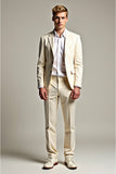 White 2 Piece Notched Lapel Men's Suits