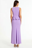Lilac Mermaid Long Formal Dress with Ruffles