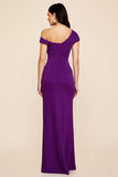 Plum Mermaid Ruched One Shoulder Long Formal Dress