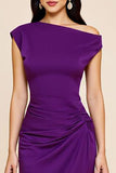 Plum Mermaid Ruched One Shoulder Long Formal Dress