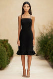 Sheath Chiffon Simple Black Graduation Dress