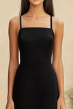 Sheath Chiffon Simple Black Graduation Dress