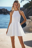 A Line Halter Chiffon Simple Graduation Dress