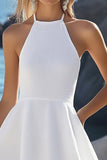 A Line Halter Chiffon Simple Graduation Dress