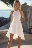 Chiffon A Line Halter Simple Little White Dress