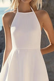 Chiffon A Line Halter Simple Little White Dress