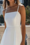 A Line Spaghetti Straps White Chiffon Summer Dress