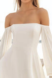 A Line Off The Shoulder White Graduation Dress