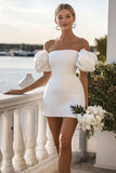 Bodycon White Off The Shoulder Short Graduation Dress