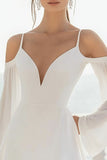 A Line White Cold Shoulder Graduation Dress