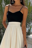 A Line Black And Ivory Spaghetti Straps Satin Holiday Dress