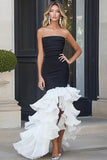 Strapless Ruffled Mermaid Black Tie Dress