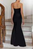 Black And White Strapless Sheath Formal Dress