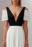 Cold Shoulder White A Line Long Formal Dress
