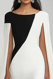 Sheath White Boat Neck Long Formal Dress