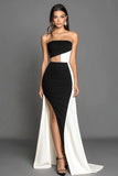 Strapless Mermaid Black Tie Dress with Slit