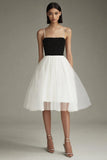 White Tulle A Line Short Graduation Dress