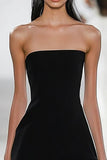 Simple Strapless A Line Little Black Dress