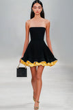 Strapless A Line Ruffled Little Black Dress