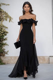 Black Off the Shoulder Long Formal Dress